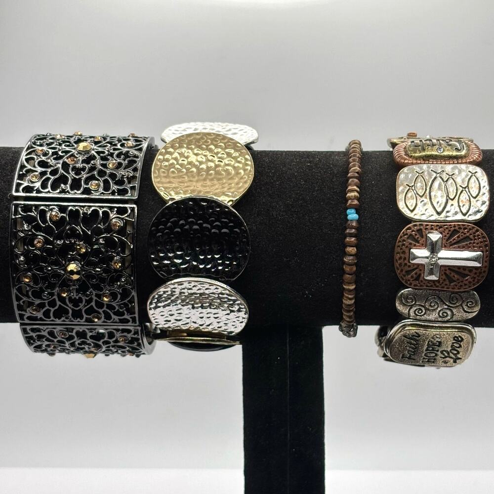 Y2K Silver Cross Bracelet Bundle